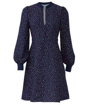 NWT Kate Spade Crepe Lips Dress Sz 12 Novelty Print Buttons Navy Blue